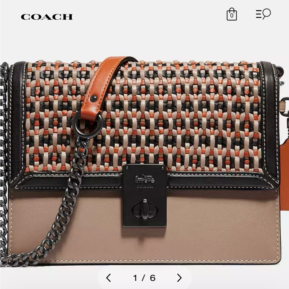 Coach Hutton Shoulder Bag With Weaving.